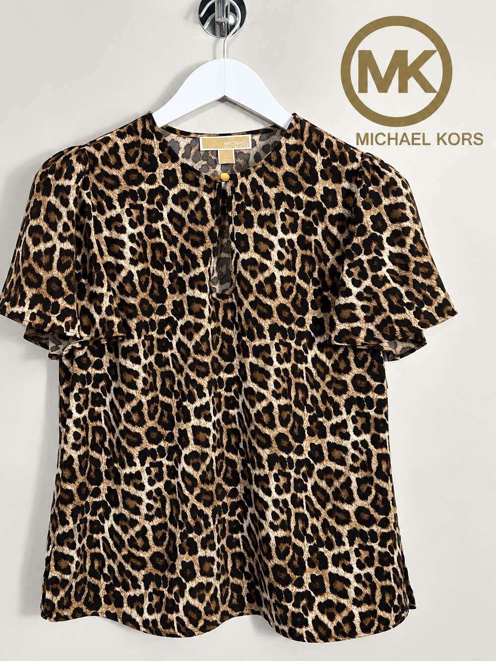 Michael Kors Leopard Print Blouse Top Womenâs Medium M Animal Print